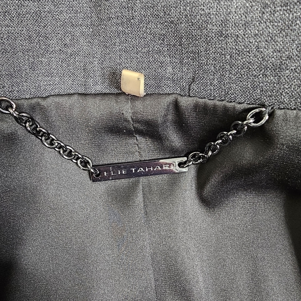 Elie Tahari snap button two-tone gray wool blazer size 8 - Picture 11 of 14